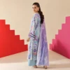 Periwinkle lawn suit printed voile dupatta with lace border - ChicZiba