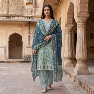 Bin Saeed embroidered lawn suit mint teal – festive 3-piece unstitched suit