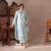 Flore ice blue chikankari suit – 3-piece unstitched embroidered ensemble
