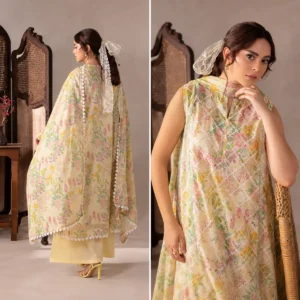 Flore pastel bloom chikankari suit – 3-piece unstitched pastel ensemble