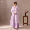 webp 27 Flore lavender bloom chikankari suit – shirt, dupatta and trouser flat lay